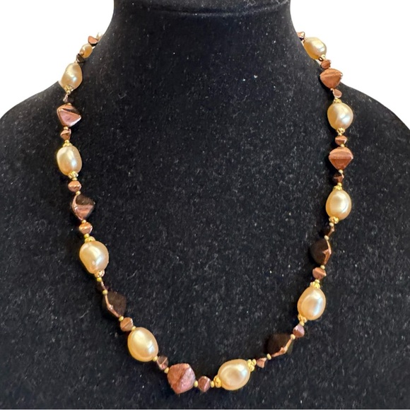 Vintage French Faux Glass Baroque Pearl Beaded Necklace High End France 23" - Picture 3 of 16